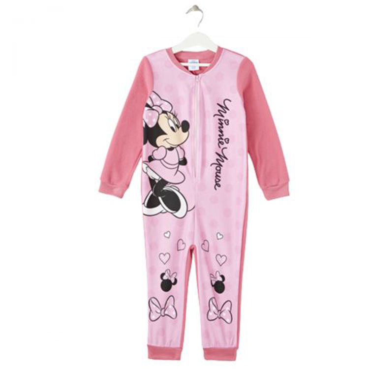 Picture of 494-MINNIE FLEECY PYJAMA JUMPSUIT /ONESIE RED / PINK